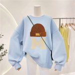 420g 면혼방 실버폭스 가을 겨울 라운드 맨투맨 여자 카키 H5016