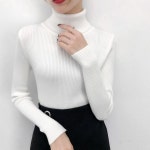 여성 폴라 베이직 슬림핏 기본티 니트 긴팔 티셔츠