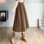 애니율 여성 봄 가을 A라인 플리츠 스커트 블랙색 G1358