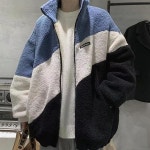 오버핏 뽀글이 양털 배색 후리스 집업 점퍼