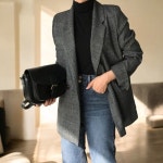 자켓 재킷 점퍼 아우터 베르 체크 소매 롤업 간절기 가을 봄