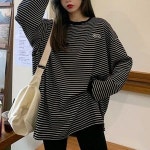 긴팔 여성 스트라이프 루즈핏 티셔츠 맨투맨