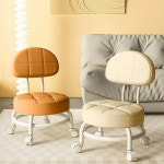 가정용 이동식 낮은 바퀴 의자 네일아트 스툴 등받이 1 등받이 스타일 무음 도르래