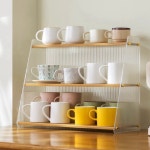 컵 정리함 카페 컵선반 정리대 수납장 홈카페 사무실 수납함 찻잔 선반 주방 진
