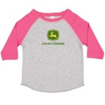 존디어 John Deere 청소년 여아 7부 소매 라글란-옥스포드 핫핑크 옥스포드 핫