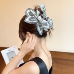 헤어집게핀 여성 페이즐리 화려한 이중리본 고급스런