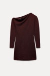 자라 글리터 비대칭 원피스 1165 931 BURGUNDY