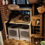 고양이화장실선반 나무 원목 공간 선반 고양이 화장실