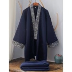 대형 면 유카타 방한복 잠옷 기모노 한텐 누빔 세트 M 실내복 홈웨어