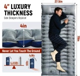 유존크 캠핑 수면 패드 베개 내장 풋 펌프가 초경량 매트 배낭 여행 텐트용 풍선 패드 컴팩트