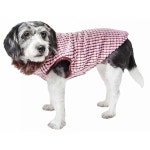 Pet Life Luxe Beautifur 우아한 박스 패턴 밍크 모피 강아지 코트 - 간편한 후크 앤 루프 배꼽 인클로