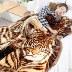 호랑이 밍크 극세사 담요 기모 150x200 두꺼운 털담요 쇼파 블랭킷 양모 차박 이불 침대요 거실 양면