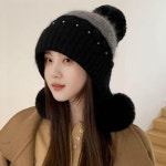 여성 겨울 주말 귀여운 외출 방울 방한 모자