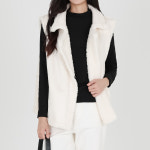 모이르벨라 여성용 데온 무스탕 조끼 모카브라운 L O24FW2-A1131