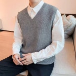 클래식 남성 스타일 브이넥 감성 남친룩 소프트