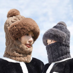 넥워머 일체형 털방울 모자 퍼햇 방한모자