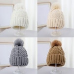 여성 퍼 솔방울 니트 소재 부드러운 겨울 방한 모자