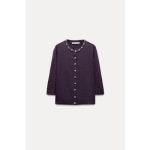 자라 자라 주얼리 버튼 가디건 8851 111 PLUM