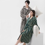 남여공용 코랄울 스트라이프 샤워 목욕 로브 나이트 가운