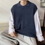 236 남자니트조끼 SIS 니트 카라넥 남성니트조끼 오피스니트조끼 루즈핏 조끼니트 조끼 남성베스트