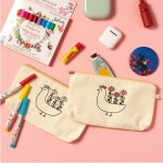 민화샵 캔버스 파우치 꾸미기 재료 DIY 그림 그리기 세트 만들기 무지 필통 광목 염색용 색칠 채색 키트 민화 체험 모란품은닭