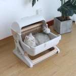 고양이 자동 화장실 반려묘 배변통 밀폐형 탈취 쉬운 청소 오픈 쓰레기 대야 물튀김 방지 대형 변기 애완