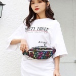 여성 미니 바디백 나들이 나비 홀로그램 힙색 패턴 캐주얼