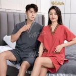 황토 사우나 찜질복 단체복 커플 긴팔 유니폼 숯가마옷 세트 티류으스