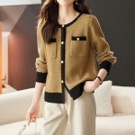 스윗트리 배색라인 V넥 여성 니트 가디건 j0849