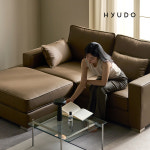 휴도 공간의 동백 모듈 가죽 3인 소파 + 스툴