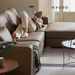 휴도 공간의 동백 모듈형 가죽 4인 소파 + 스툴