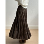 언더블 빈티지 하이웨스트 주름 플리츠스커트 2024 가을겨울 미디 a라인 하프 스커트 우산스커트 H8039 MOCF10
