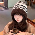 엠에스 24019 노르딕 패턴 니트 모자 겨울모자 챙없는모자 니트모자 이쁜모자 모자가방