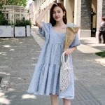 캐주얼 유니크한 디자인 느낌 임부복 원피스 통근 푸른 색