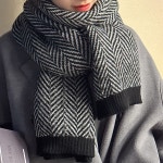 머플러 헤링본 체크 목도리 스카프