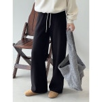 언쌍한계 심플 기모 와이드 맨투맨 팬츠 2024 가을 겨울 소프트 찹쌀 일자 H9220 MOCF10