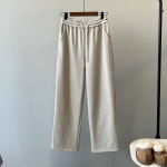 언쌍한계 심플 기모 와이드 맨투맨 팬츠 2024 가을 겨울 소프트 찹쌀 일자 H9220 MOCF10
