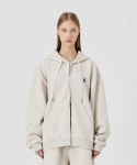 우알롱 우알롱 기모 Signature hood zip-up - OAT MEAL WL234JHZ02UOTM