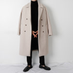 다이아 남자 더블 코트 로브 남자 롱코트 남자 오버핏 코트