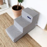 폭을줄인 침대용 3단 펫계단 네이비화이트 Y222041