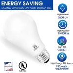 초밝은 전구 150와트 등가 A21 LED 전구 일광 E26 베이스 2600 고광도 비디밍 UL 목록 2팩 5000K