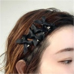 블랙 미니 리본 집게핀 4P