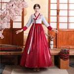 여성 한복 전통 설 명절 추석 개량 결혼식 드레스 댄스 민속 길이 의상 무대 01 WhiteRed L