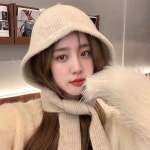 쁘띠 여자 바라클라바 달린 넥워머 머플러 후드