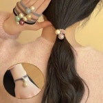 옷자락 여자 키치 악세서리 5컬러 왕구슬 진주 팔찌 머리끈