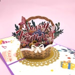 고급 입체 생일 카드 바구니 팝업 축하 감사 엽서