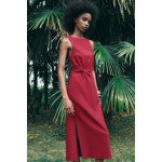 ZARA 자라 ZW COLLECTION CUT-OUT MIDI DRESS - 컬러 Light 버건디 여성 상품번호 8611 459 685
