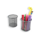 철망 연필꽂이 원형실버