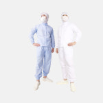 100 HACCP 여름용 면혼방 30수 위생복 상하의 세트 식품공장 조리복 상100 하32 33 하늘색