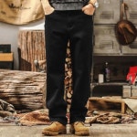 후니오 남성일자청바지 가을 일자핏 청바지 클래식 빈티지 스판 진 와이드 일자 캐주얼 팬츠 UNO3